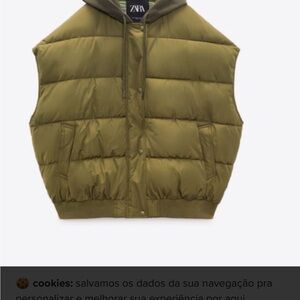 Zara Khaki Green Hooded Vest